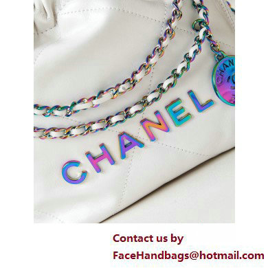 Chanel Shiny Calfskin  &  Rainbow-Tone Metal CHANEL 22 Mini Handbag AS3980 White